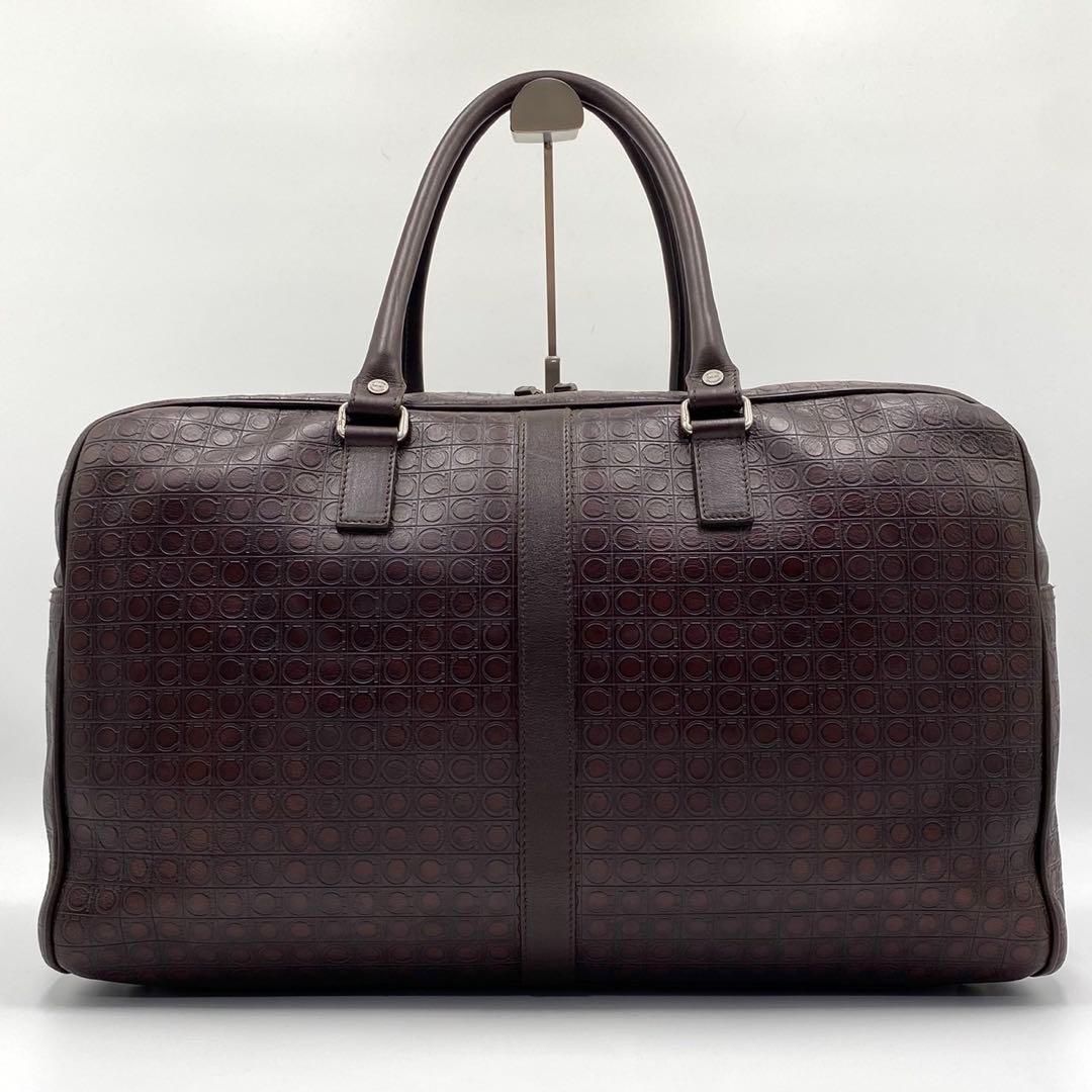 極美品✨フェラガモ 2way ガンチーニ エンボス レザー ボストンバック