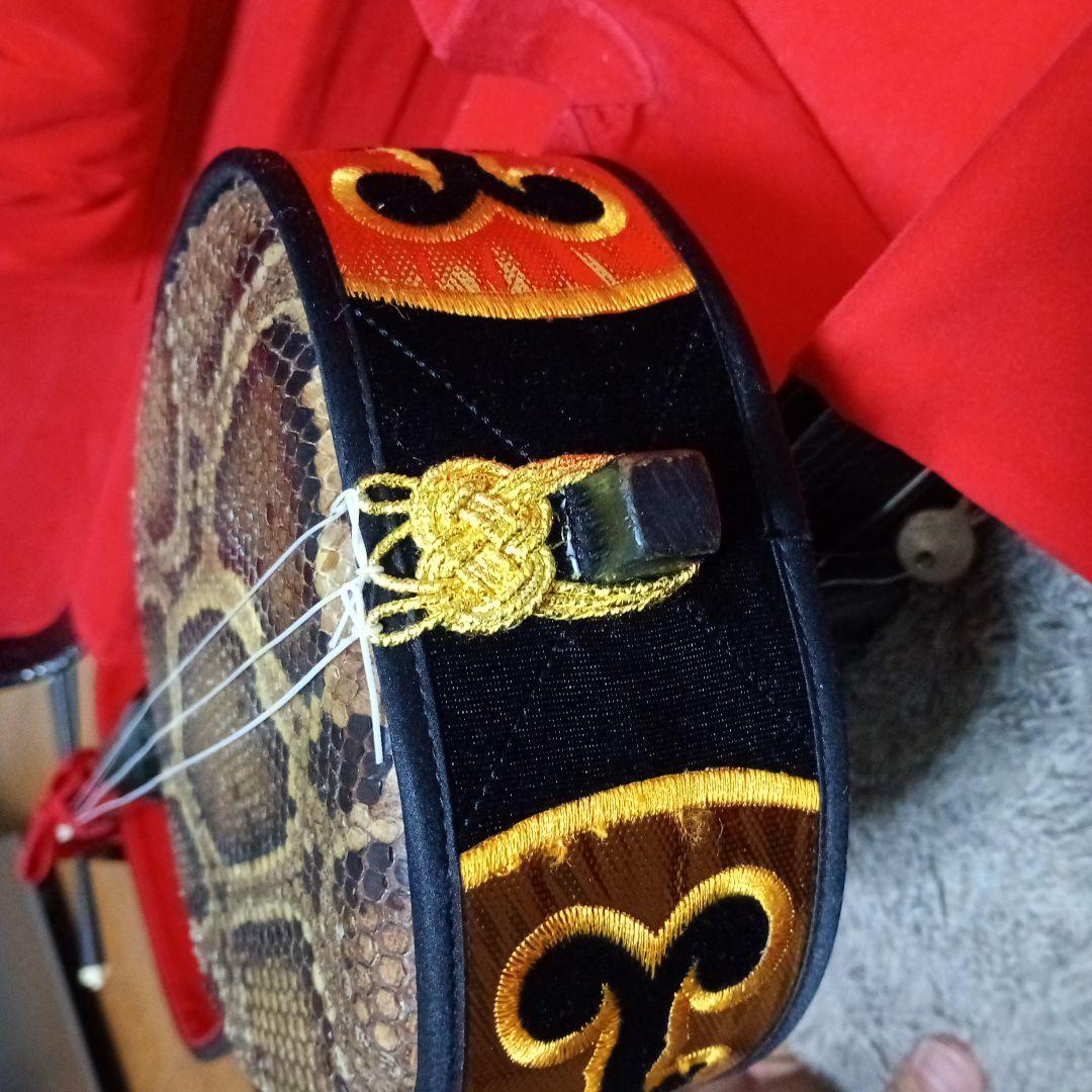 三線本体 ヘビ革 黒