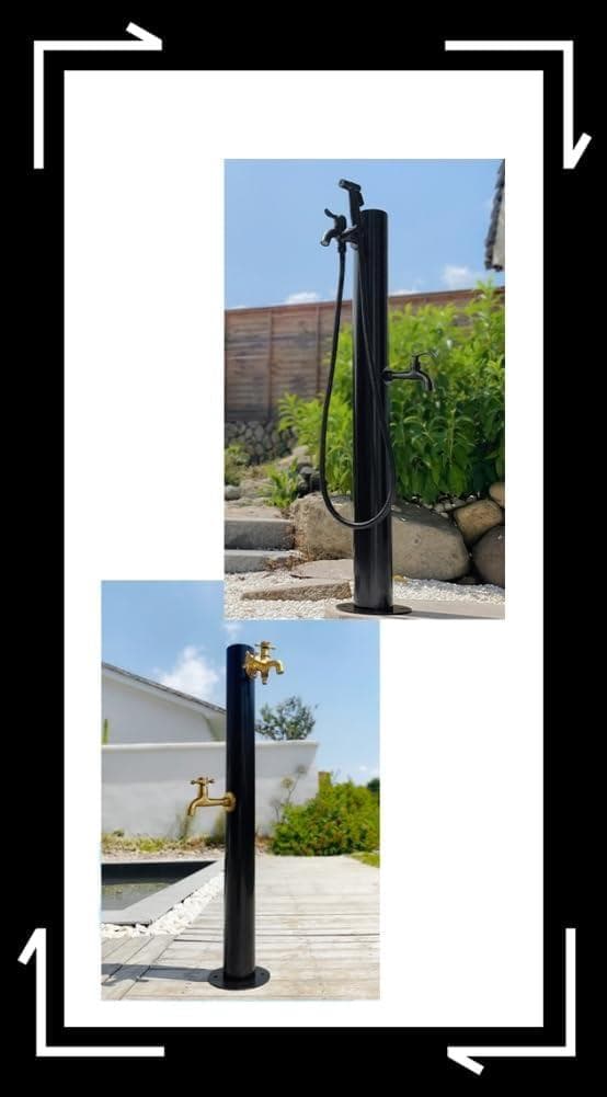 ステンレス鋼円形立水栓（蛇口：上C+下C） - 凍結防止屋外用水栓柱設置