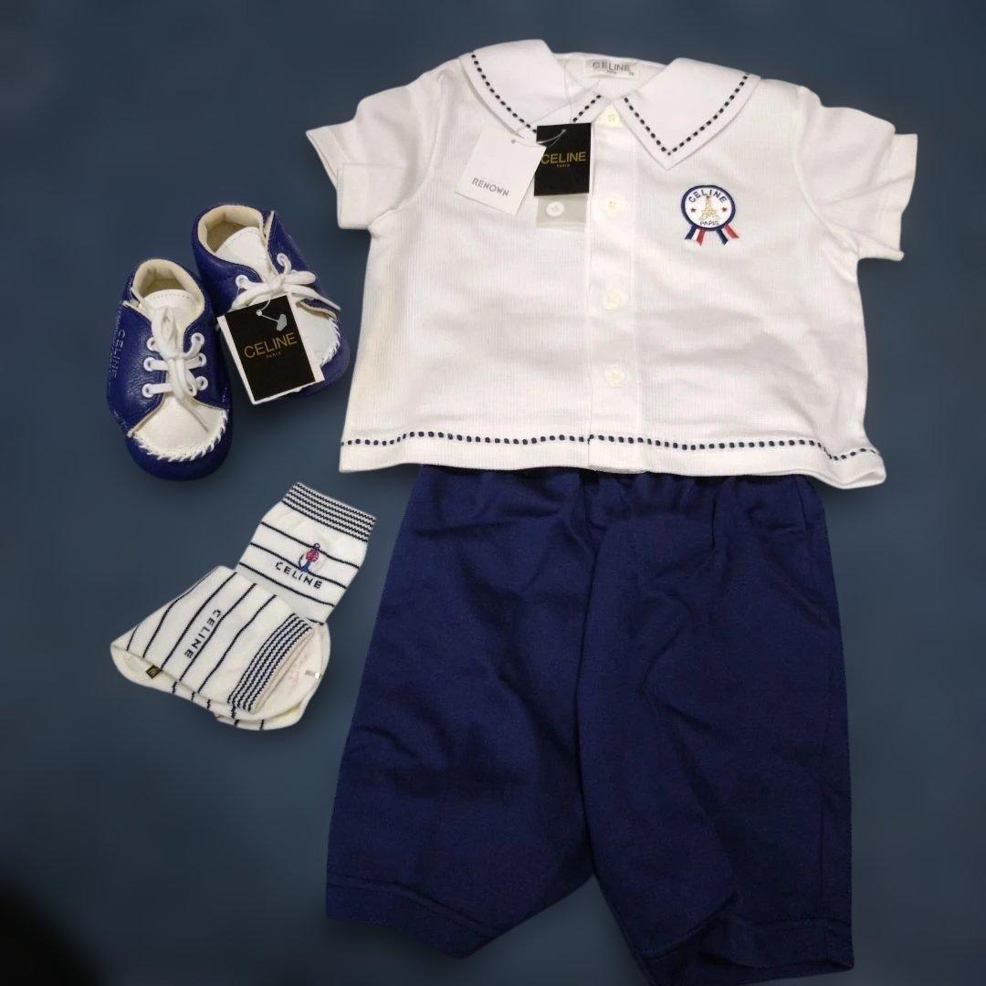 セリーヌ　セットアップ　90cm　 靴下、靴(牛革)　4点セット　新品未使用