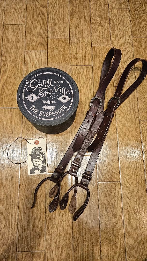 美品即決！GANGSTERVILLE(ギャングスタービル)レザーサスペンダー