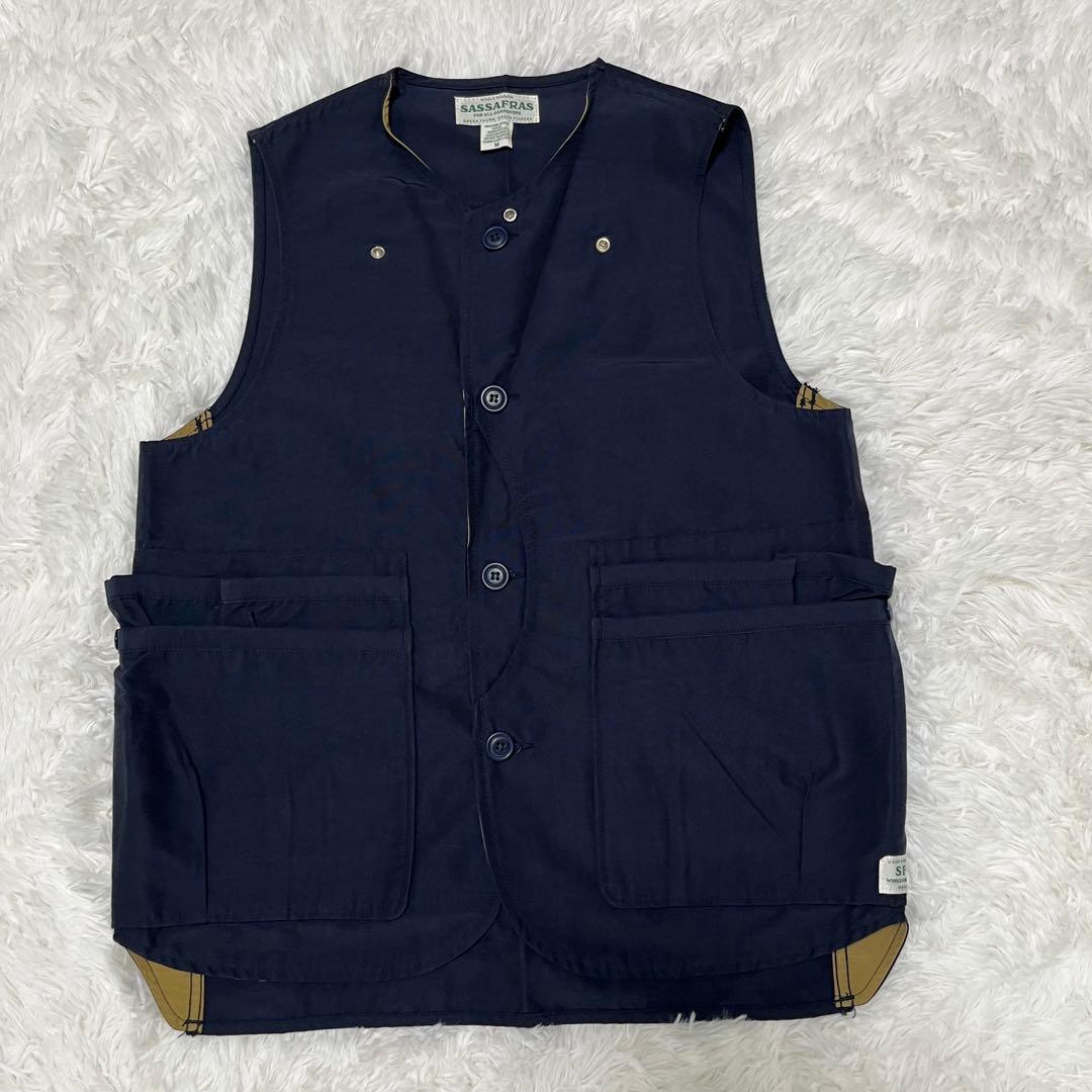 【SASSAFRAS】美品　ササフラス　メンズ　ベスト　重ね着　着回し　上質　M