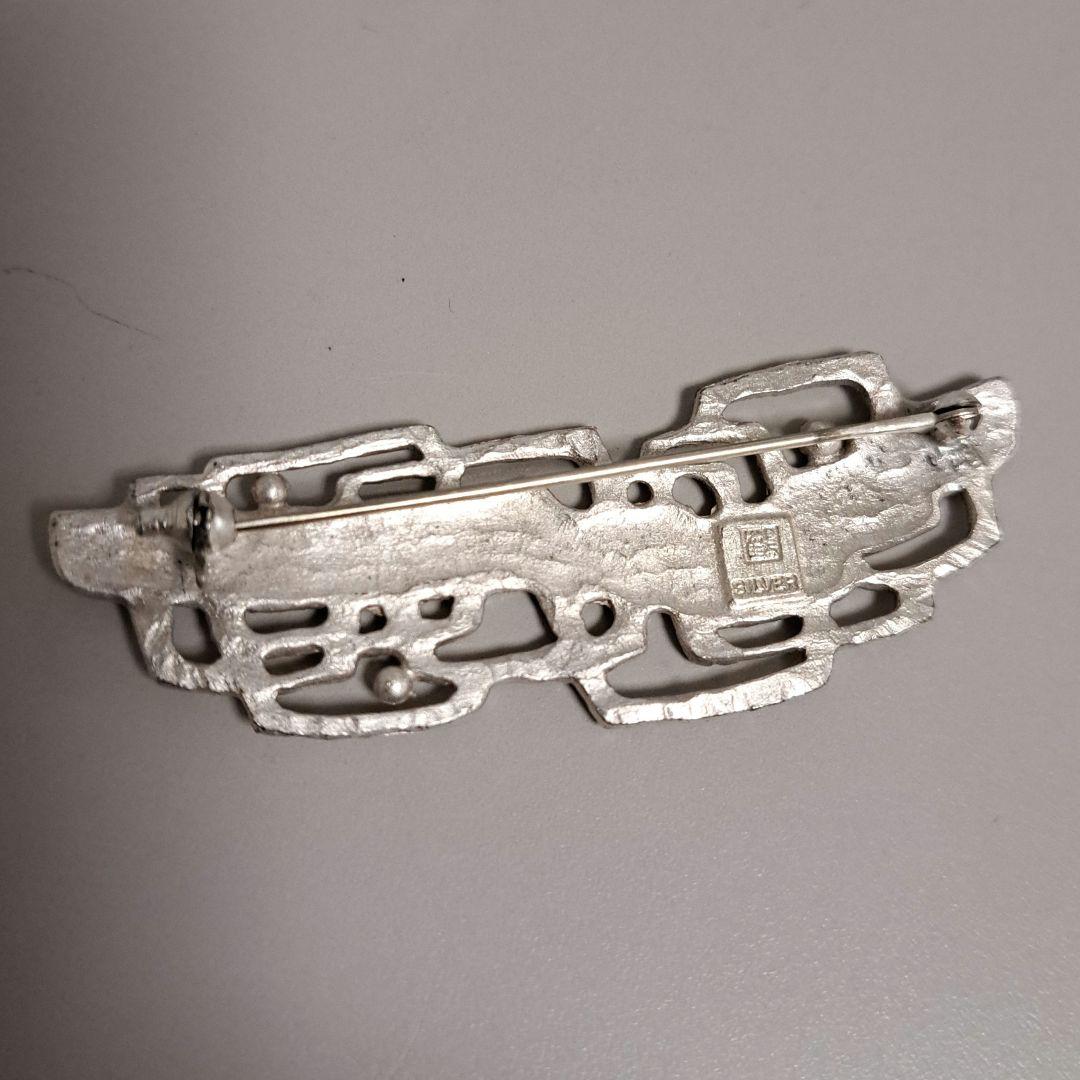 作家物　日本　鶴岡鉦次郞作　銀製　七宝焼　ブローチ