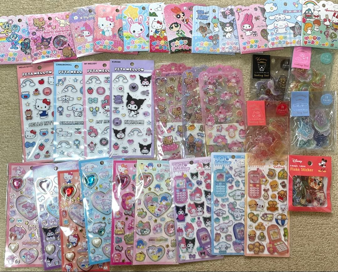 お値引きdayおはじきシール、ペタメロウステッカーズ、平成はっぴーフォン等セット