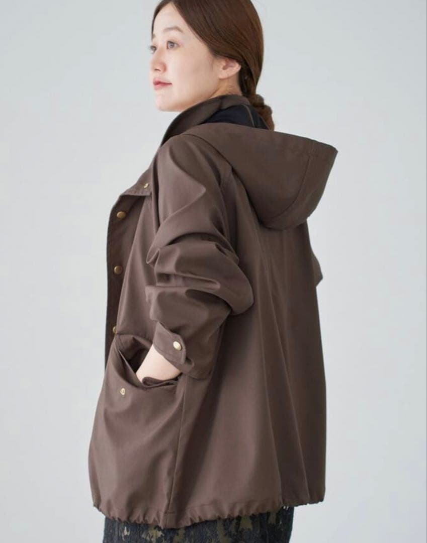 IENA ボンディングフーディッドブルゾン　ブラウン　36