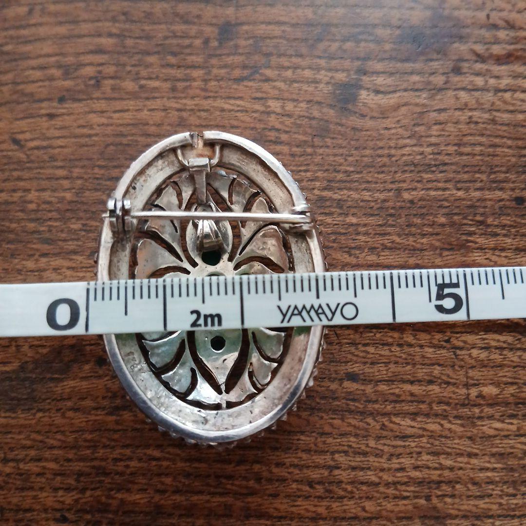 シルバー925 マーカサイト クロス デザイン ブローチ、ペンダント兼用 レトロ