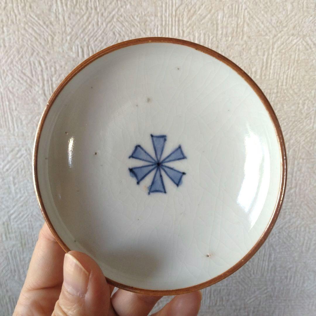 古伊万里染付幾何学花文蓋付き茶碗蕎麦猪口江戸時代