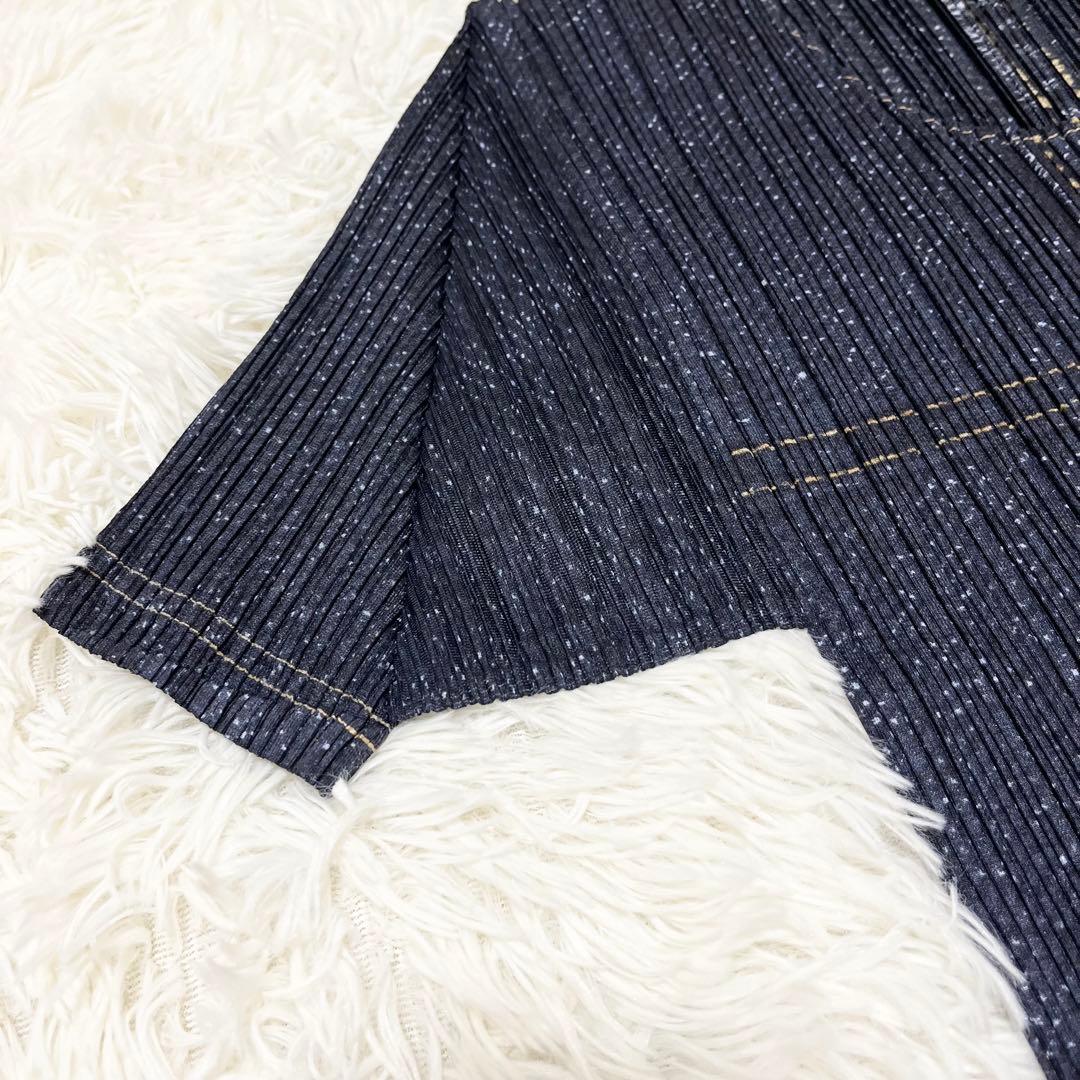 美品　PLEATS PLEASE セットアップ デニム転写 トップス　ロング丈