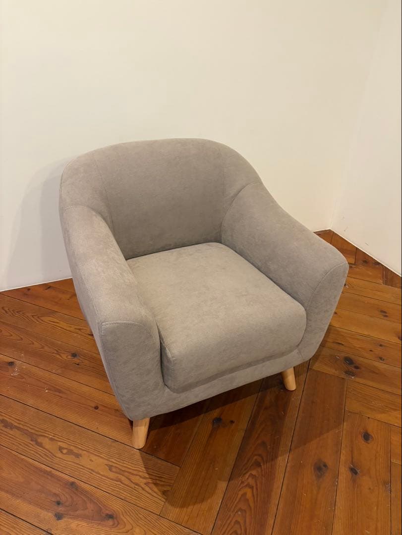 新品未使用　グレー ファブリックアームチェア　韓国インテリア