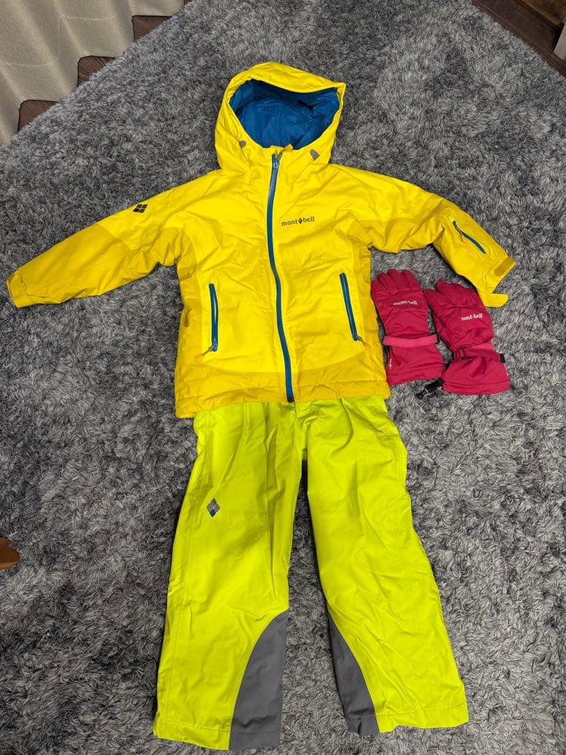 モンベル　mont-bell　スキーウェア上下　110　手袋　7-9