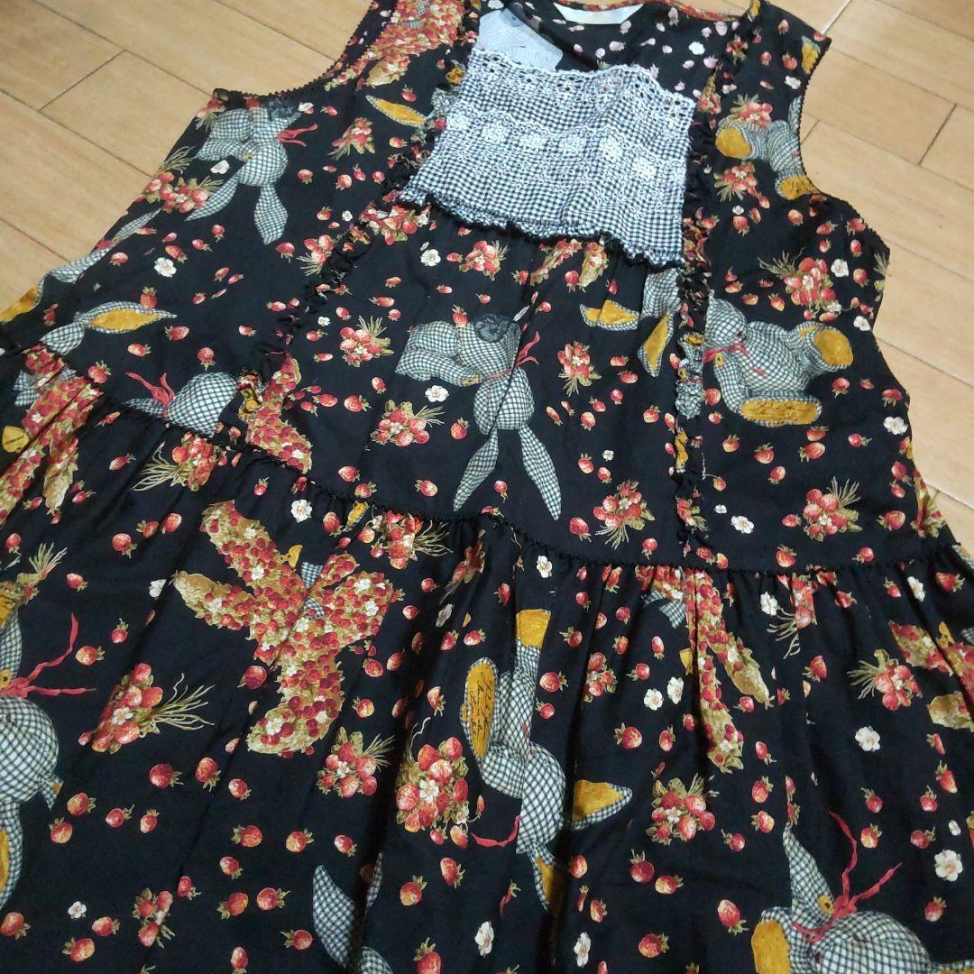 未使用ピンクハウス　ギンガムうさぎノースリーブワンピース　2022