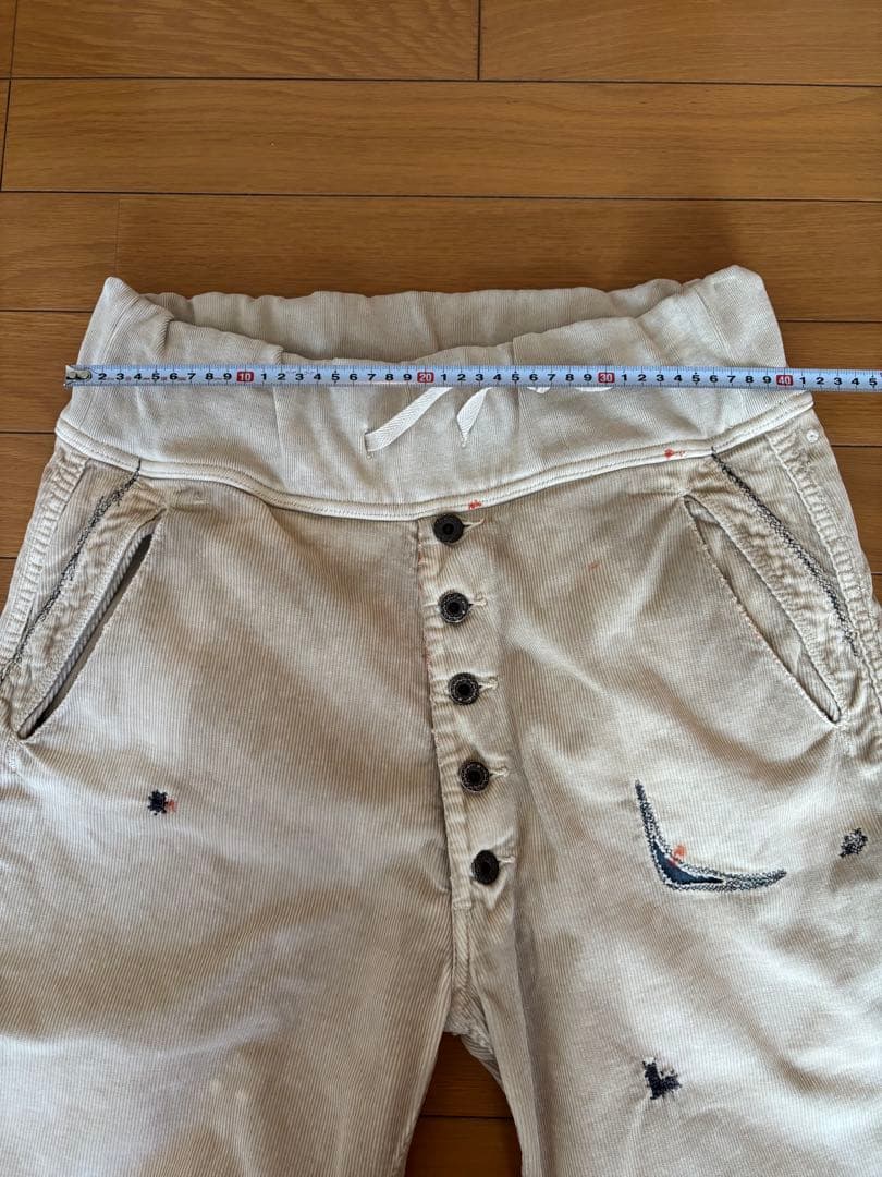 キャピタル KAPITALコーデュロイ イージーパンツ ダメージ加工 刺繍入り