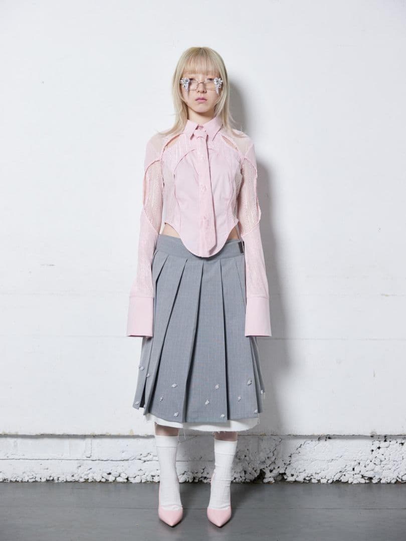 即日発送 完売 新品 neith. Lace Tied Shirts(Pink)