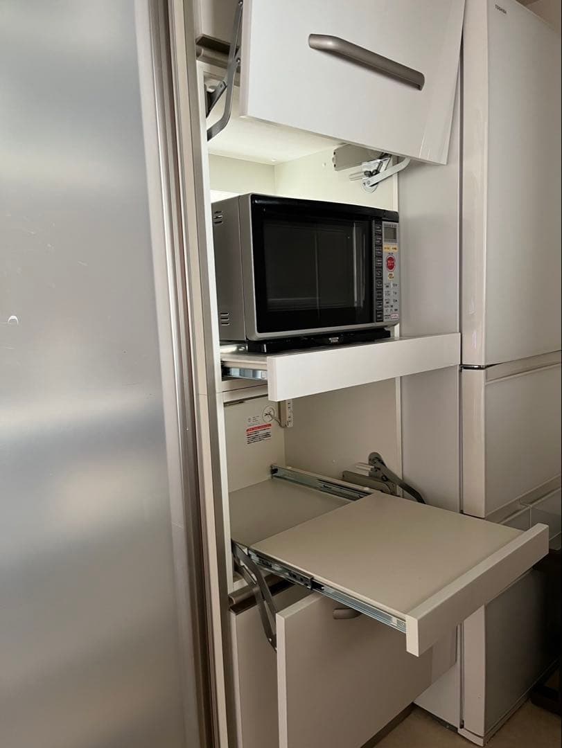 綾野製作所 食器棚レンジ台セット ホワイト スライドドア