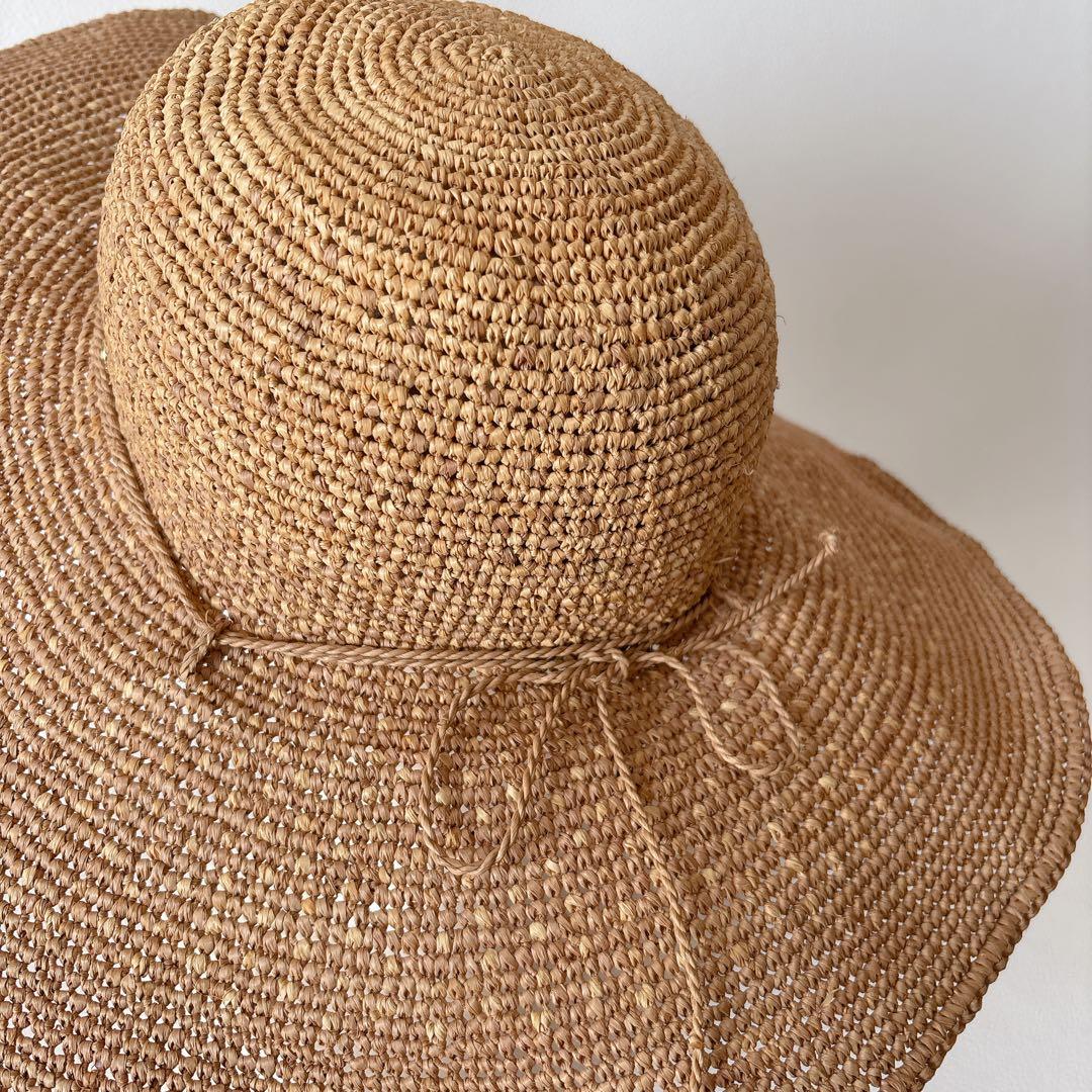 ヘレンカミンスキー ラフィアハット つば広 ワイヤー 麦わら帽子
