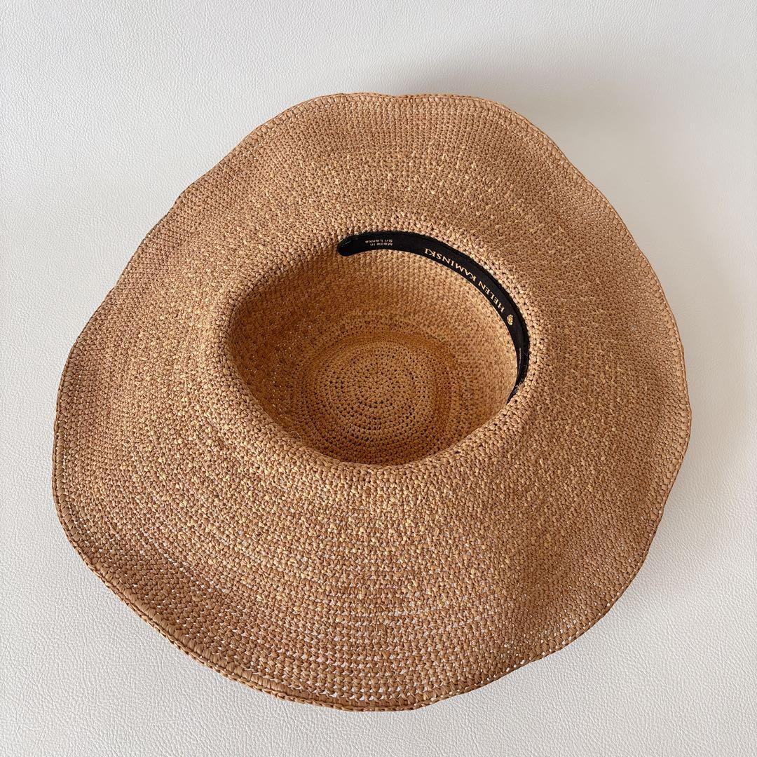ヘレンカミンスキー ラフィアハット つば広 ワイヤー 麦わら帽子