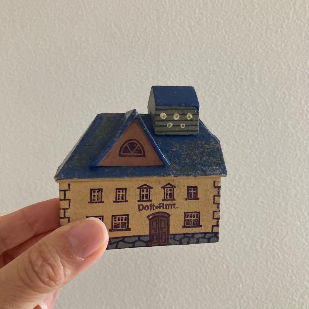 WF-35 ドイツアンティークミニチュア小さな小さな木製馬車＆素敵な建物のセット