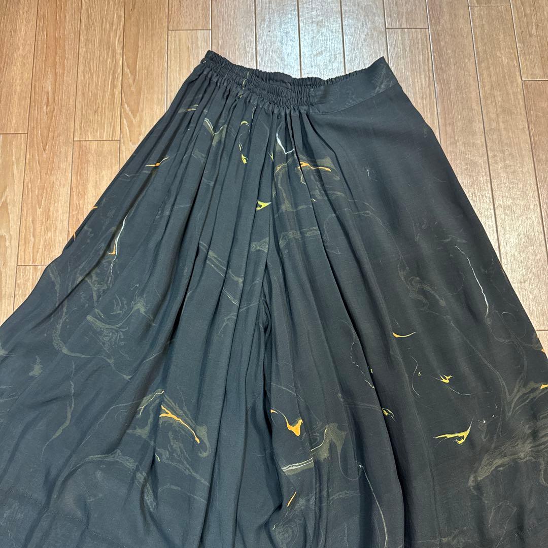 Y's ワイズ //墨流し(マーブル様デザイン)デザインパンツ size2 黒