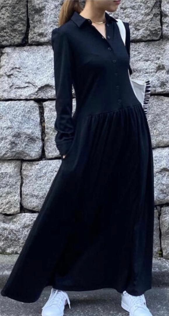 ボーダーズアットバルコニー ウィークエンド シャツ ドレス ワンピース 黒 美品