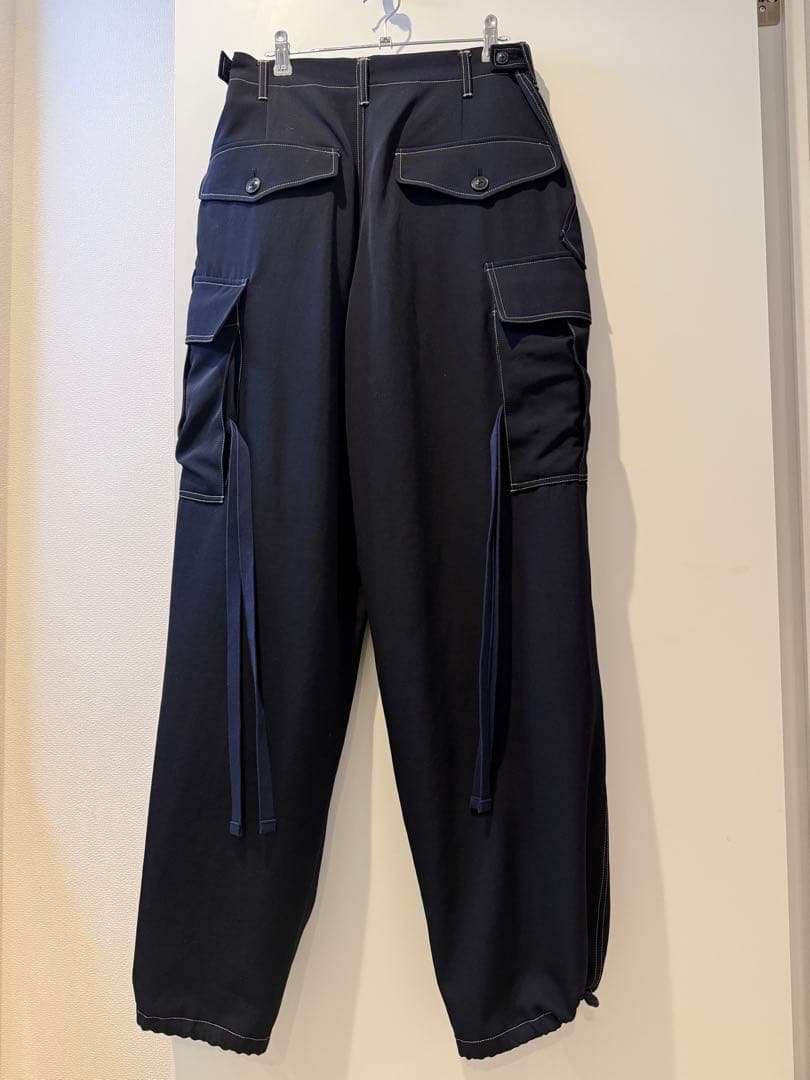 日本製コッキKHOKIウール100%ブラックカーゴパンツ