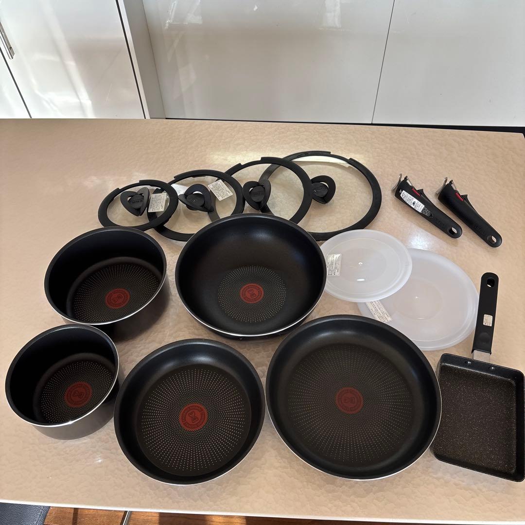 T-fal 取っ手が取れる鍋・フライパンセット　ガス火専用