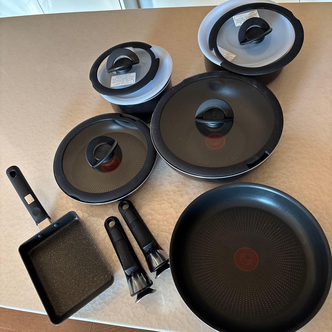 T-fal 取っ手が取れる鍋・フライパンセット　ガス火専用