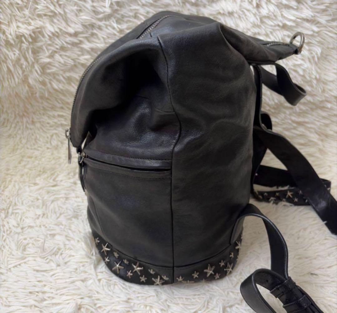 ジミーチュウ フィッツロイ リュック スタッズ レザー ブラック 大容量