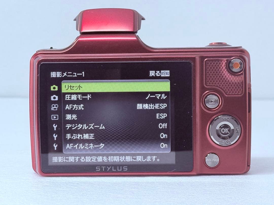 OLYMPUS STYLUS SZ-15レッド 動作確認済 24倍ズーム レトロ