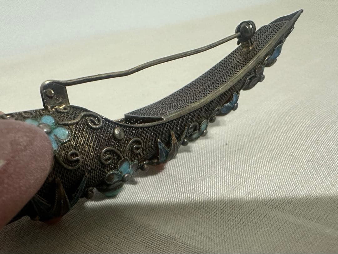 sk ヴィンテージ　アンティーク　ブローチ　中国七宝