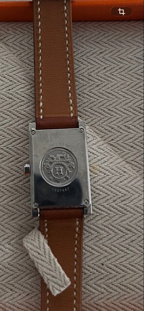 HERMES 長方形時計 ブラウンレザー