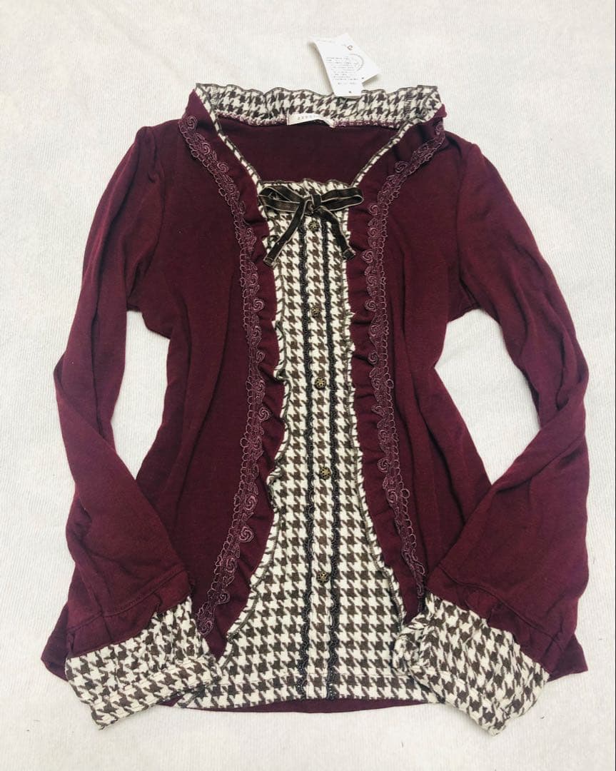 axes femme重ね着風トップス　チェック　リズリサ　系甘ロリ