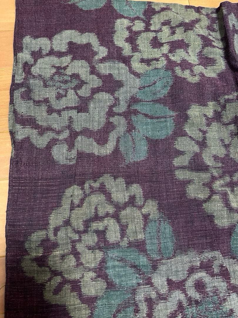 上布 単衣 浴衣 牡丹 麻 夏着物 身丈156 検索)能登上布 越後 本麻 古布