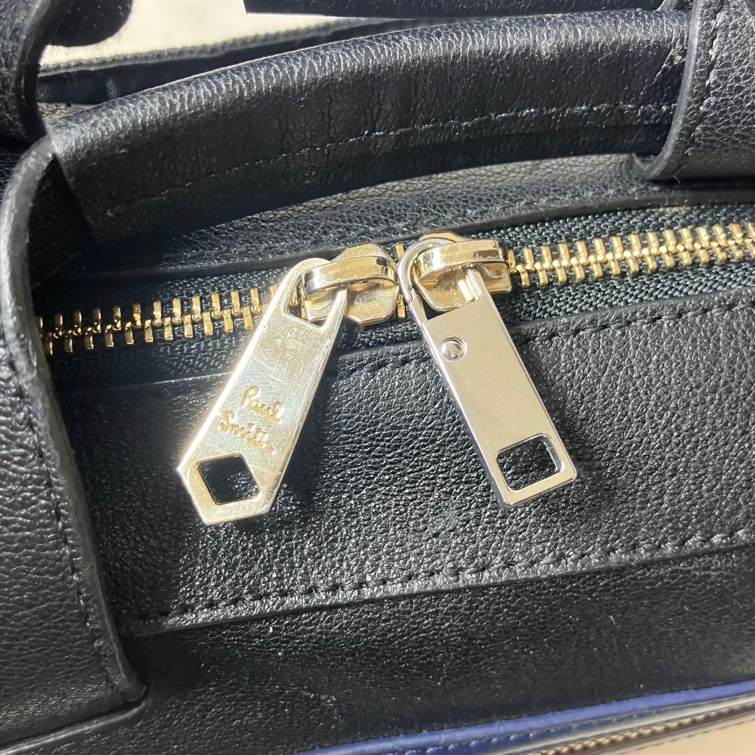 ポールスミス 3way ビジネスバッグ 本革 レザー マルチストライプ 黒