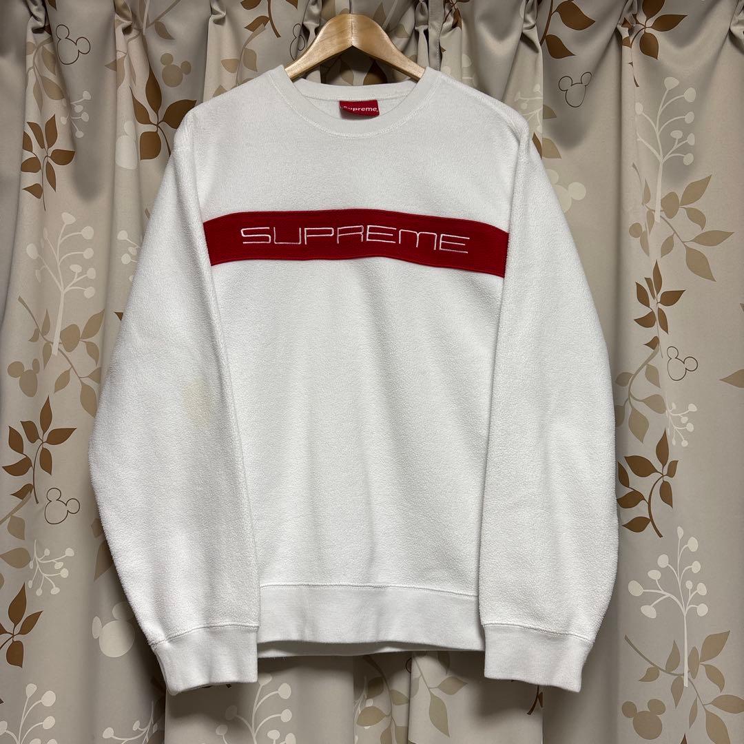 Supreme 19AW パネル ロゴ ポーラテック クルーネック フリース