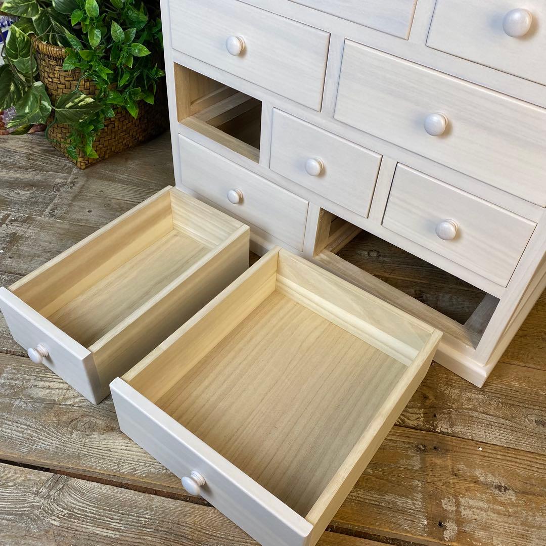 大幅値下げセール中！木製多引き出し桐チェストタンスBホワイト60㎝×53㎝収納