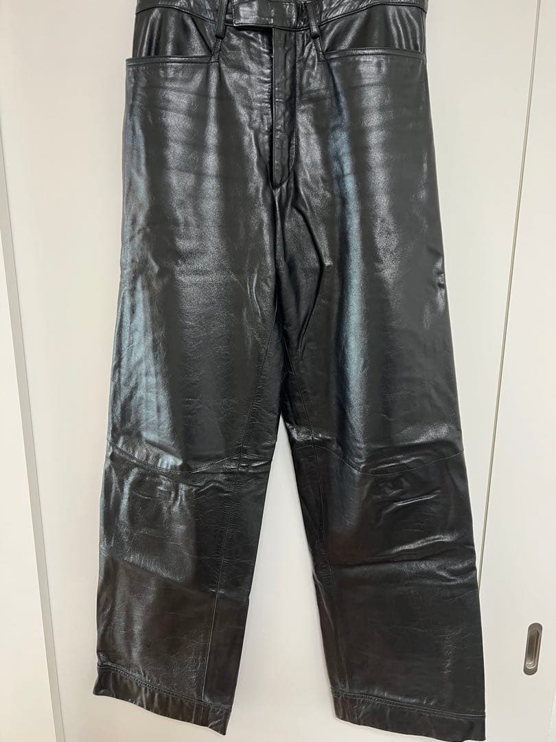 EMPORIO ARMANI 黒 レザー スラックス 46