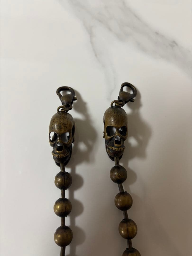 スカルデザイン ブロンズビーズ ウォレットチェーン