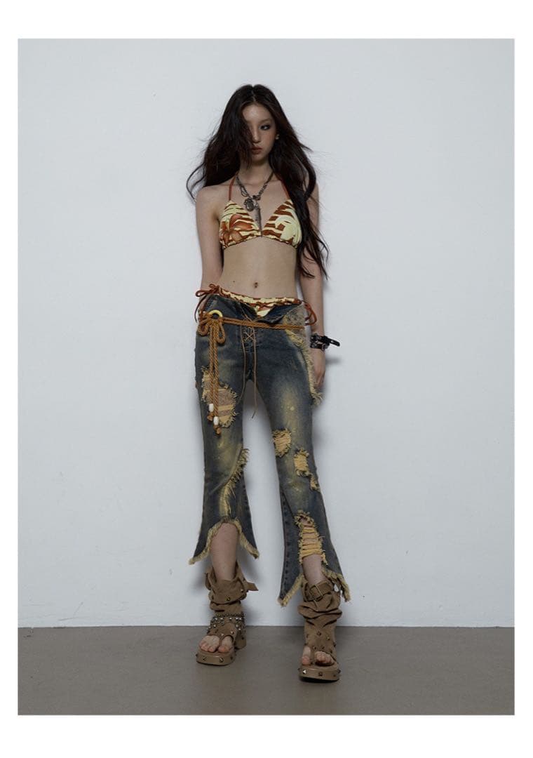 NO ROMANCEパンク ギャル×ピュア 百合風サマービキニセットy2k00s