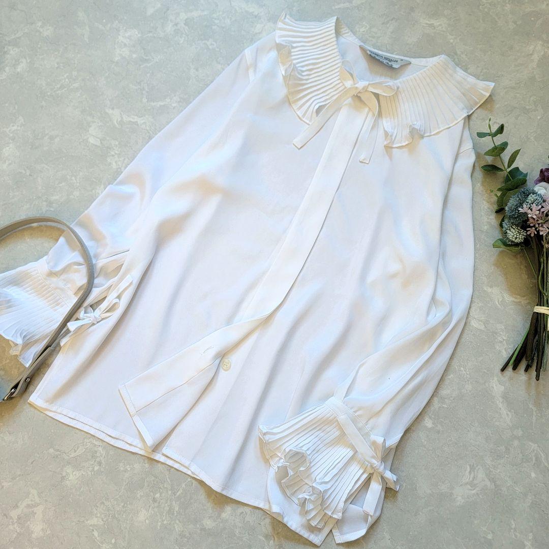 マリナリナルディ●プリーツフリルが素敵♪ボウタイリボンブラウス/イタリア製 3L