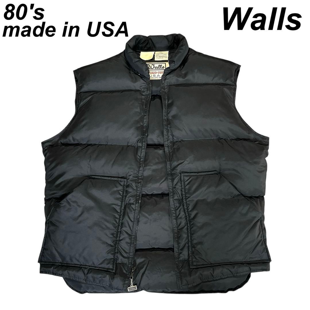 USA製 古着 80's ウォールズ walls ダウンベスト 黒