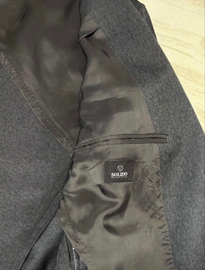 セール致します。solid コットンマナード　セットアップ　03　濃グレー