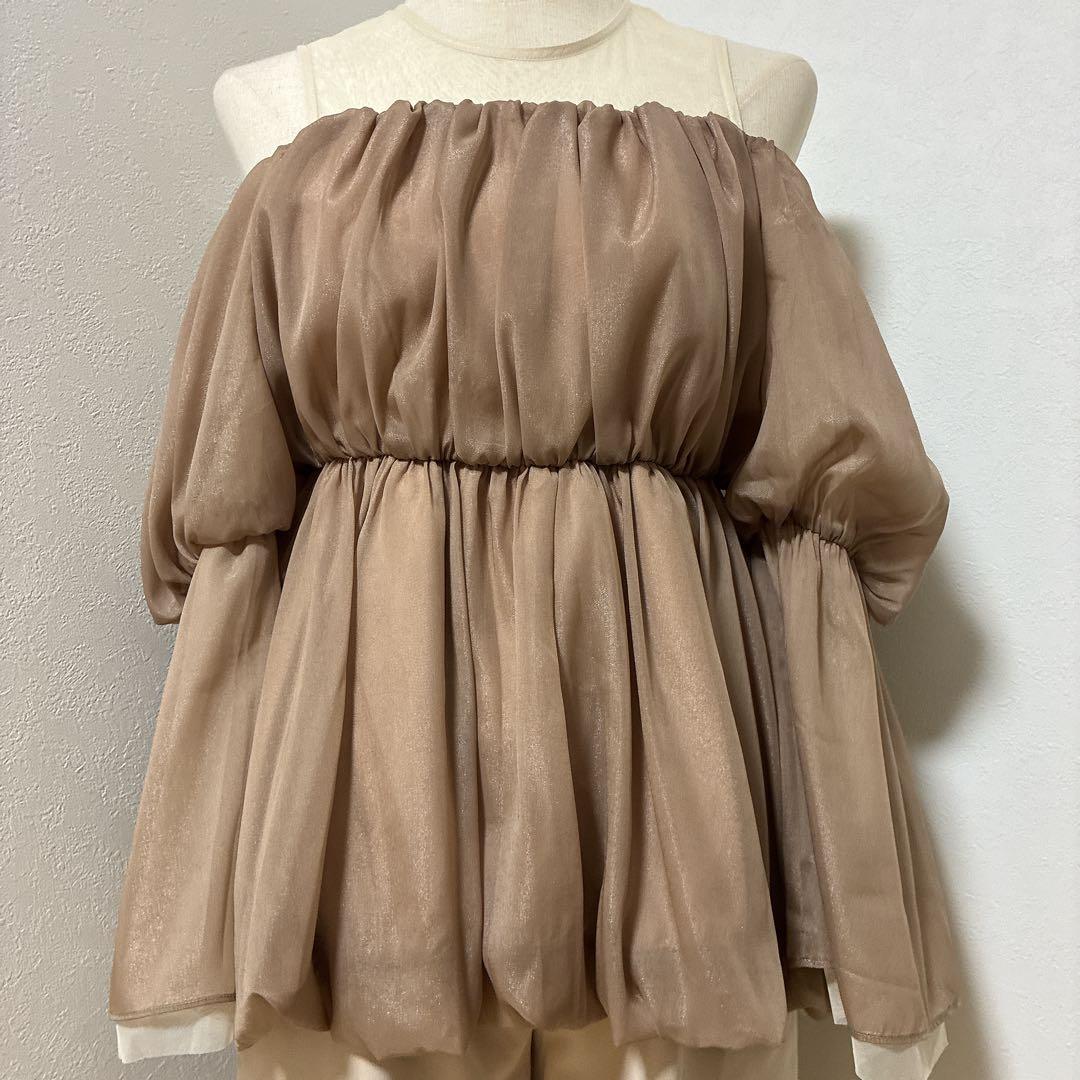 ANDRESDアンドレスド niana ベージュ　バルーンペプラムパンツドレス