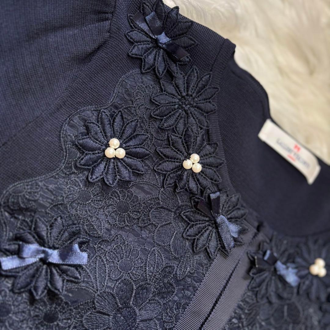 美品GALLERY VISCONTI花柄刺繍パール装飾カーディガン　ワンピース2