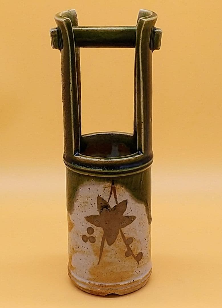 寺田美山 三代 織部焼 花立 手桶