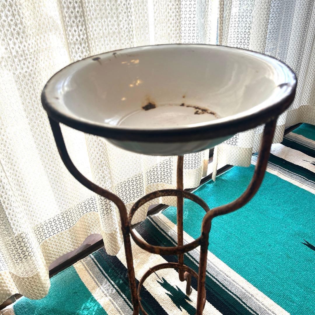 アンティーク消毒ホーロースタンド　レトロ