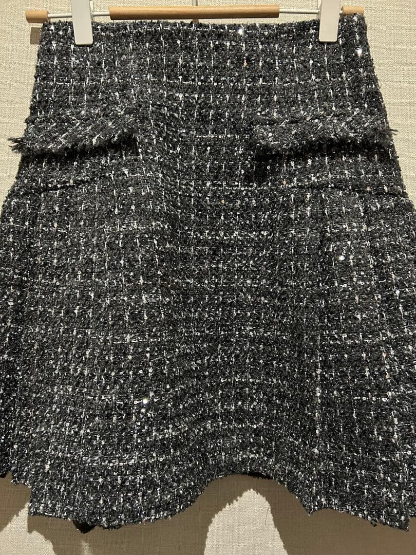 【新品タグ付】SNIDEL サイドプリーツツイードミニスカート