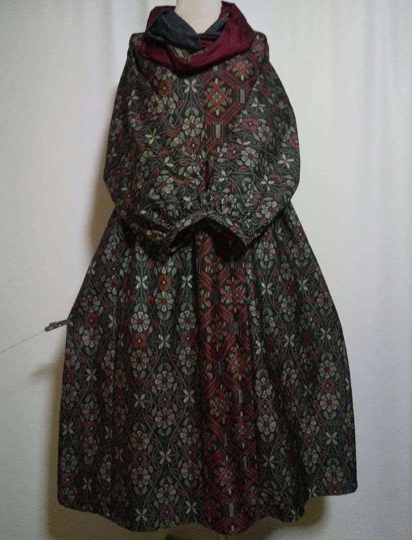 着物リメイク／ドルマン袖ワンピース★サイズL～LL