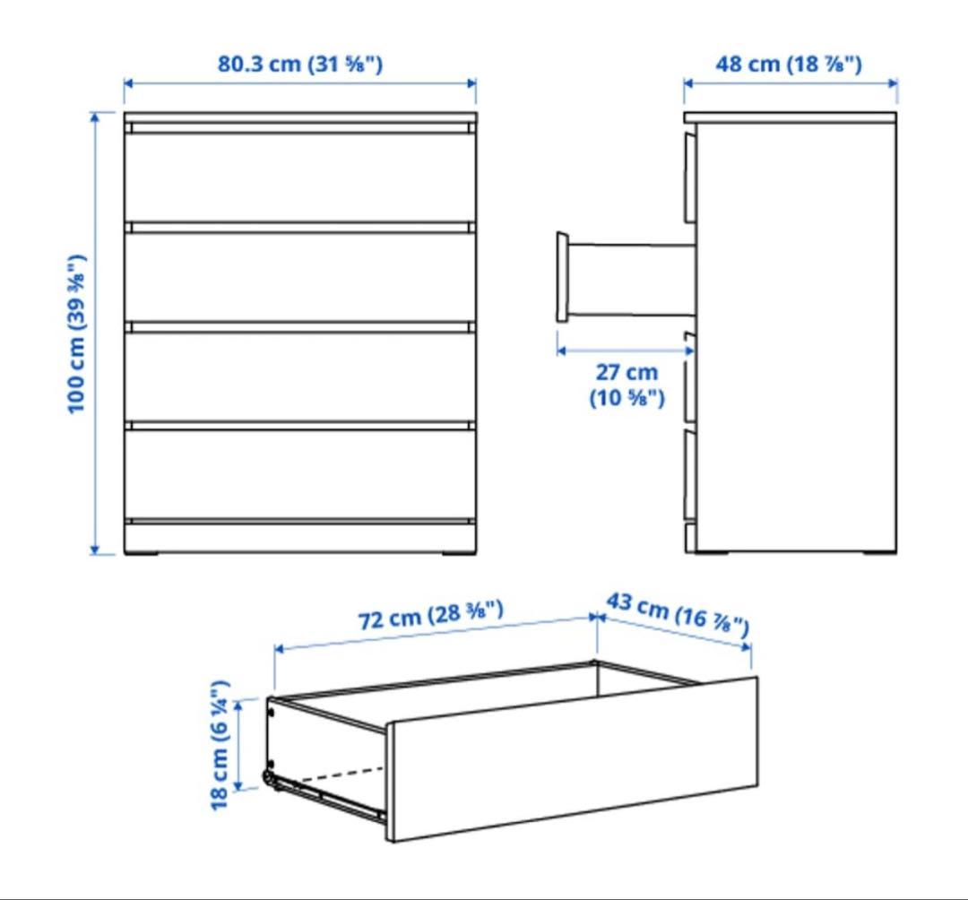 MALM チェスト (引き出し×4) ホワイト