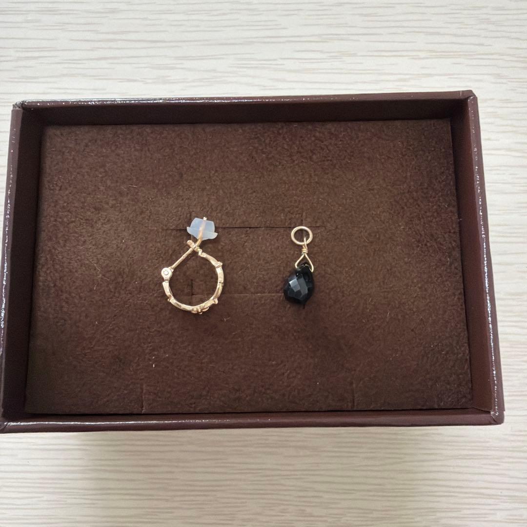 【片耳のみ】　アガット K10/GF スピネルピアス+チャームセット