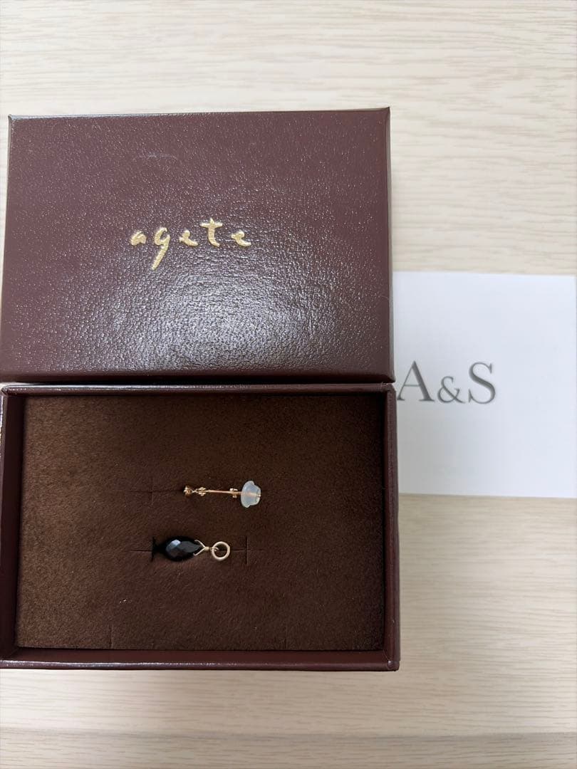 【片耳のみ】　アガット K10/GF スピネルピアス+チャームセット